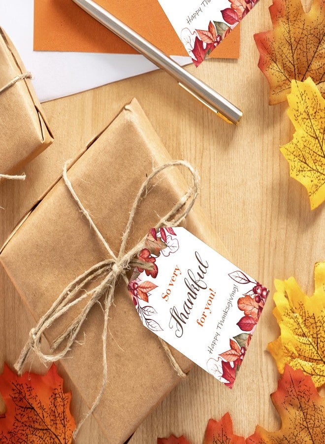 joycraft 50Pcs Happy Thankgiving Tags with String, 3.3x2.1 inch Maple Fall Paper Gift Wrap Tags, Reddish Brown Happy Thanksgiving Holiday Hangtags for Red Wine, Maple Syrup, Bouquet and Desserts - Image 5